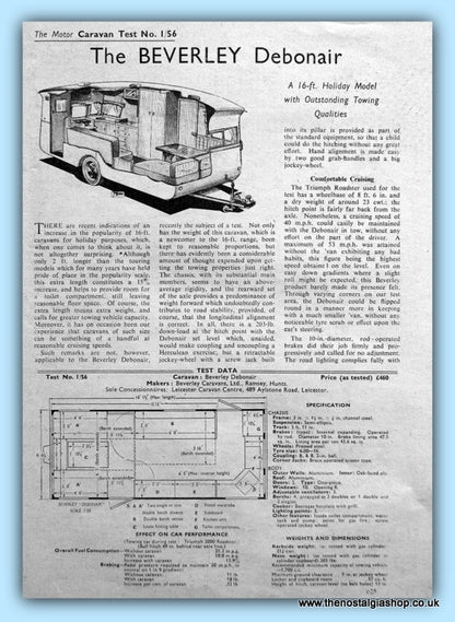 The Beverley Debonair Original Test Report 1956 (ref AD6371)