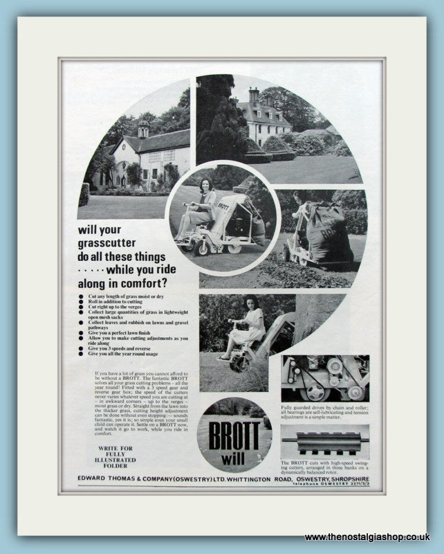 Brott Lawnmower. Original Advert 1964 (ref AD4615)