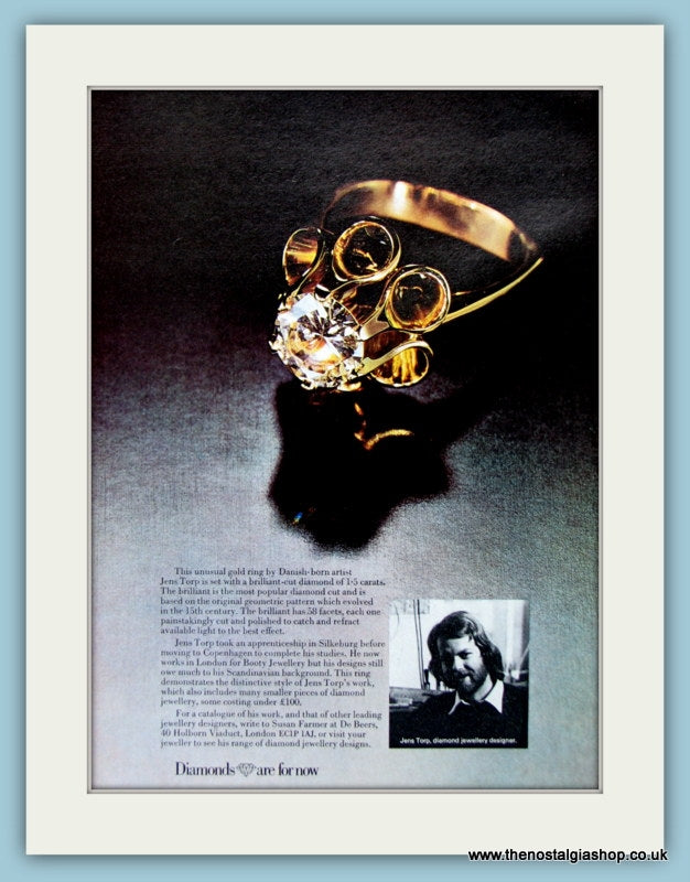 Jens Torp Jewellery Designer De Beers Original Advert 1973 (ref AD6265)