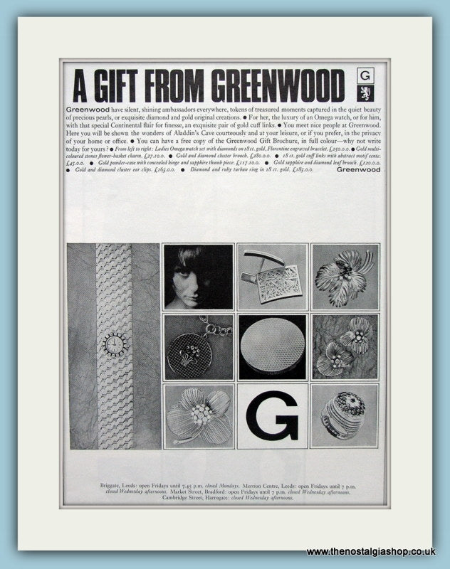 Greenwoods Jewellery Original Advert 1964 (ref AD6241)