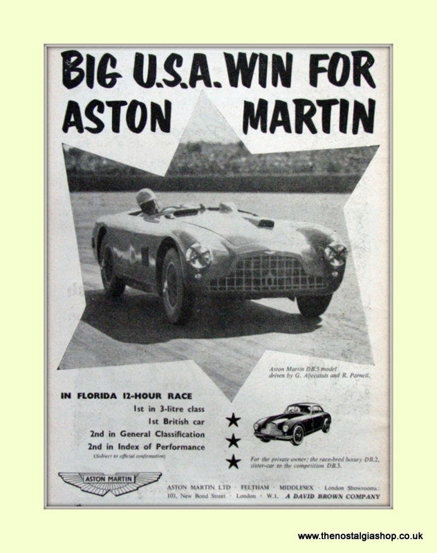 Aston Martin DB.3 Model Original Advert 1953 (ref AD6684)