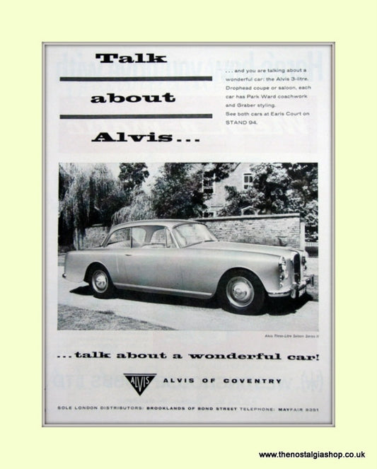 Alvis Three Litre & Coupe. Set of 3 Original Adverts 1958/62 (ref AD6643)