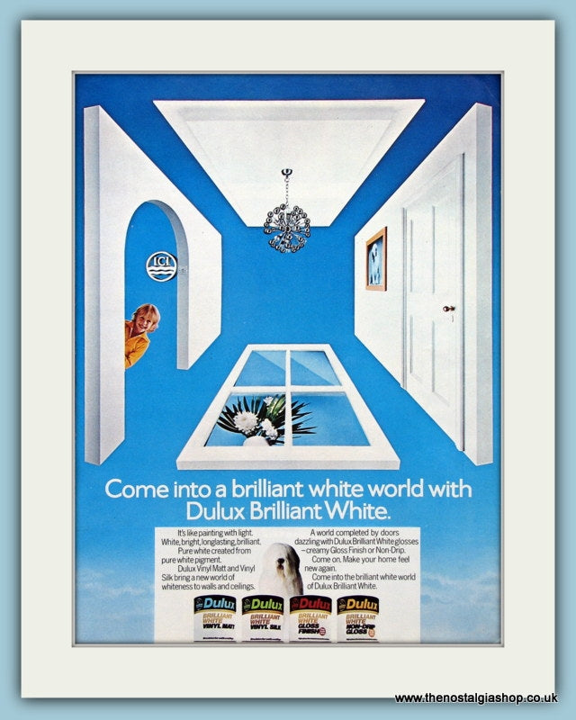 Dulux Brilliant White Paint. Original Advert 1975 (ref AD2534)
