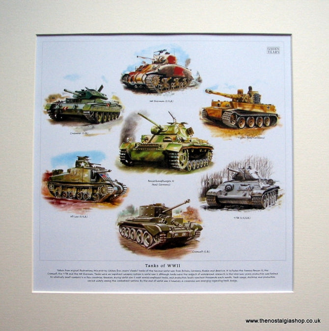 Tanks of WWII Mounted Print.