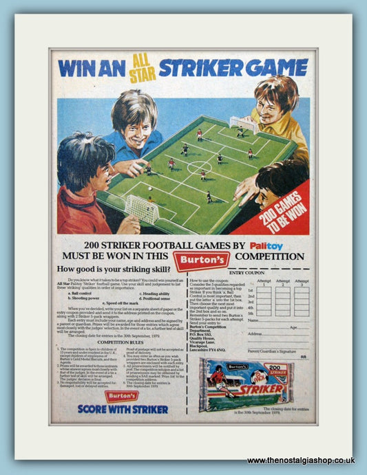 Striker Football Game Palitoy Original Advert 1979 (ref AD6460)