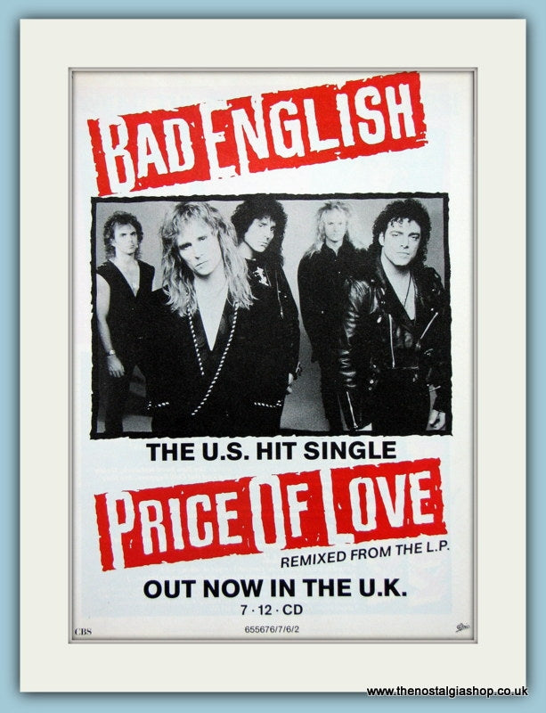 Bad English Price Of Love 1990 Original Advert (ref AD3321)