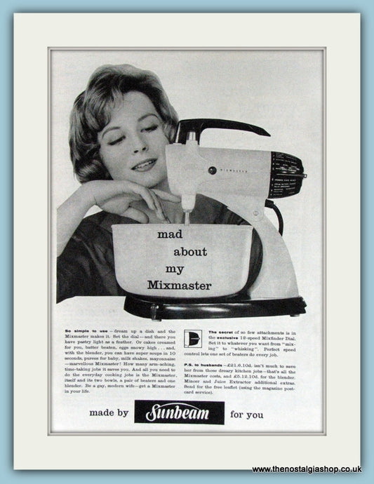 Sunbeam Mixmaster Original Advert 1960's (ref AD3826)