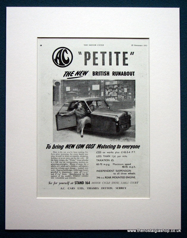 AC Petite. Original advert 1952 (ref AD1319)