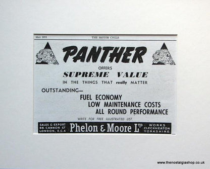Panther Motorcycles. 2 x Original adverts 1950s (ref AD1608)