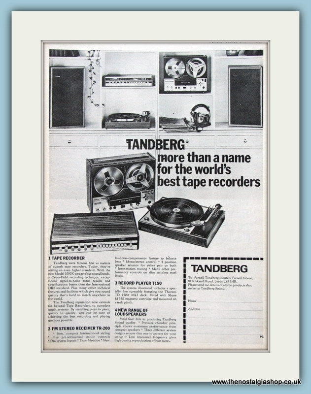 Tandberg Tape Radio Record Player Original Advert 1971 (ref AD3861)