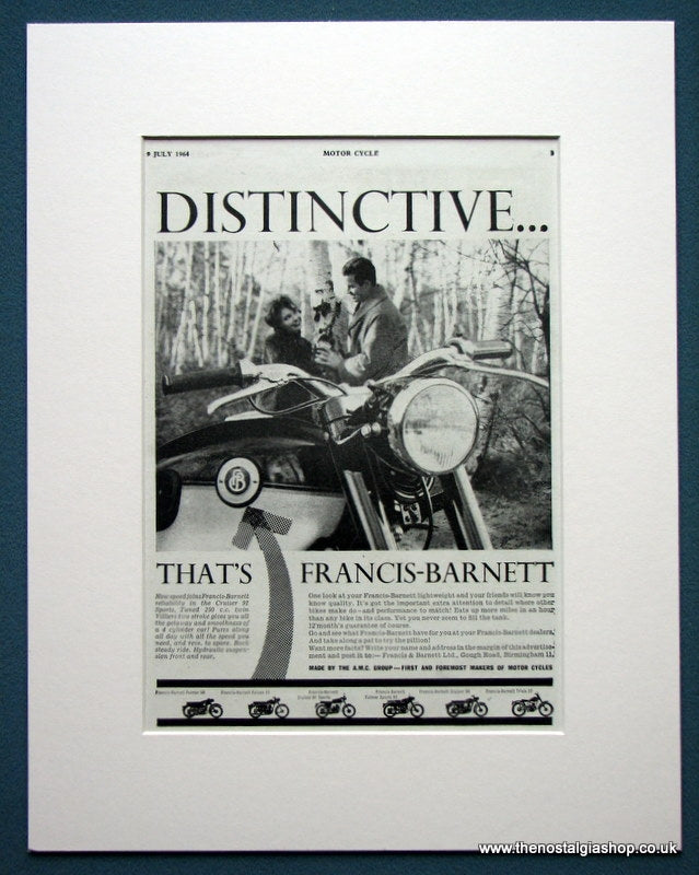 Francis - Barnett. Set of 2 Original adverts 1953 & 1964 (ref AD1234)