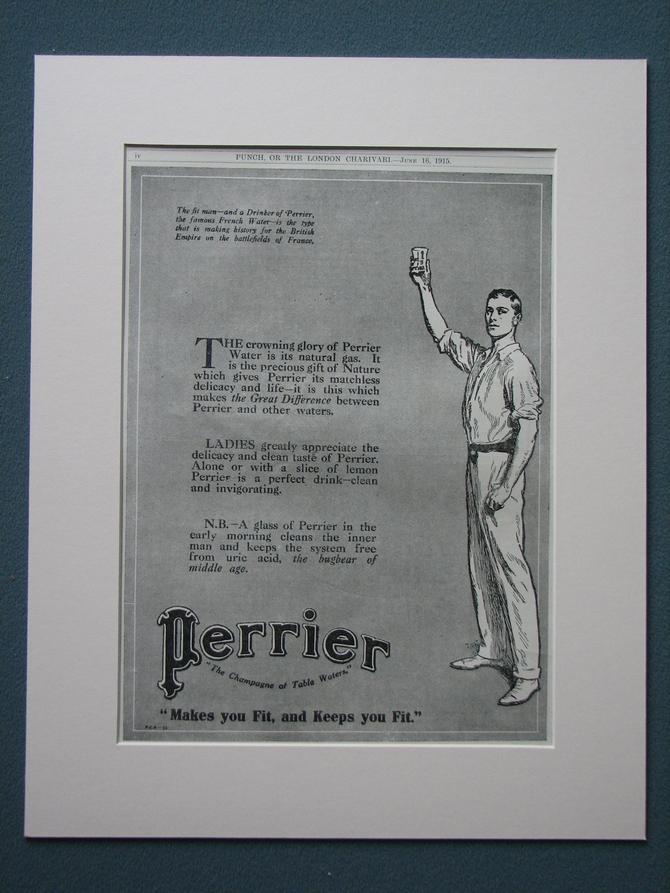 Perrier Water Set of 2 Original adverts 1915 (ref AD834)