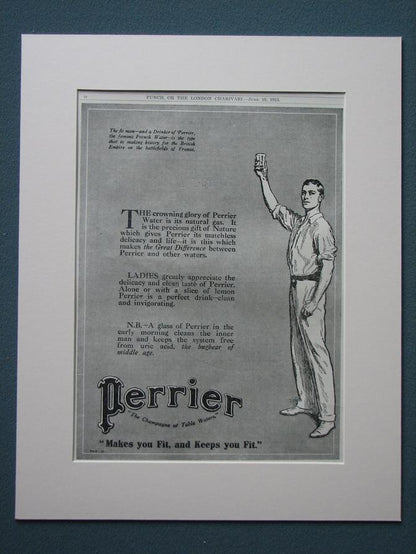 Perrier Water Set of 2 Original adverts 1915 (ref AD834)