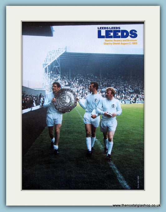 Leeds United, Hunter, Bremner, Reaney. Mounted Print 2000. (ref AD4050)