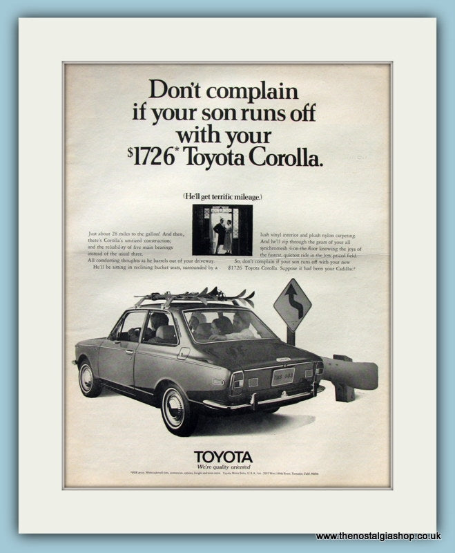 Toyota Corolla $1726. Original Advert 1970. (ref AD8199)