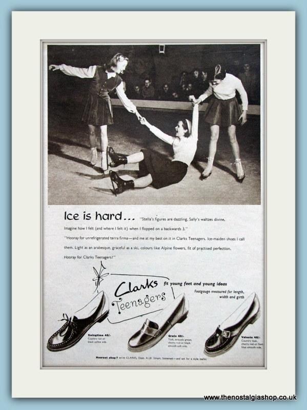 Clarks Teenagers Shoes. Set of 4 Original Adverts 1955 (ref AD3550)