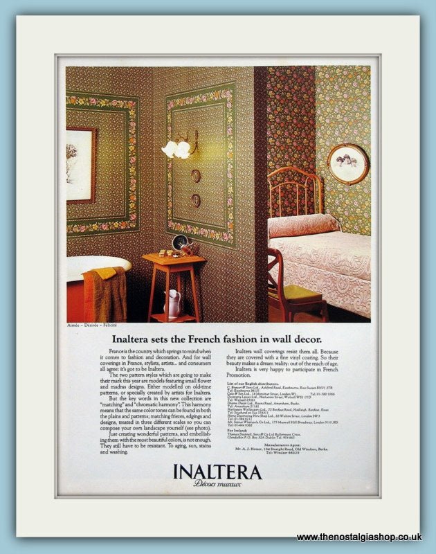 Inaltera Wall Papers Original Advert 1976 (ref AD3888)