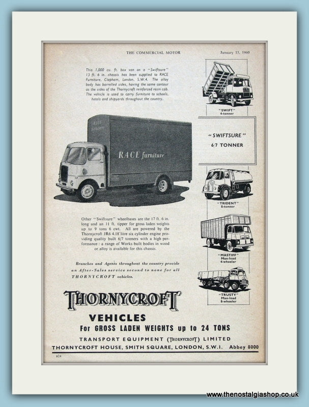 Thornycroft Transport Equipment Original Advert 1960 (ref AD2979)