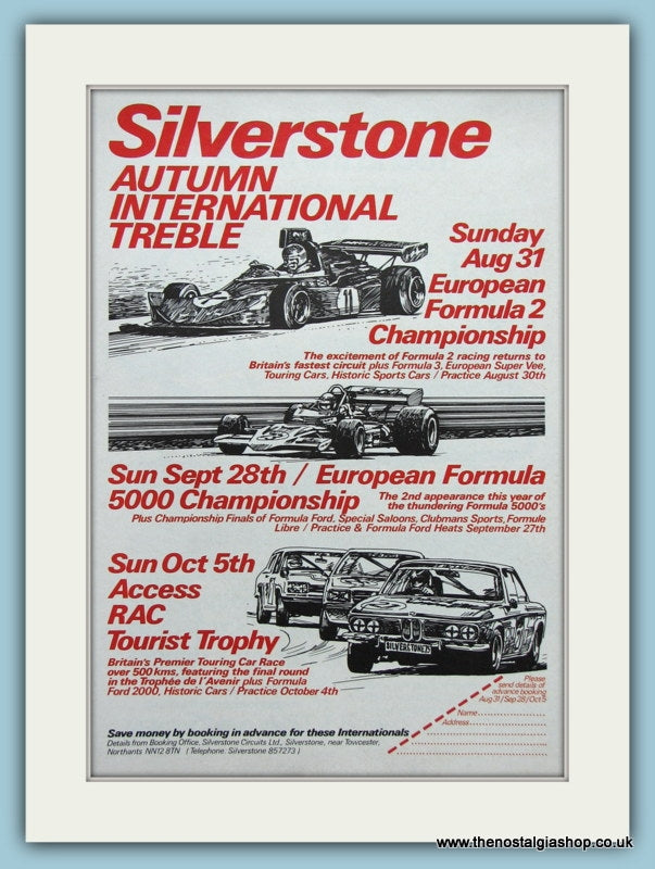 Silverstone Treble Meeting 1975. Original Advert (ref AD2006)