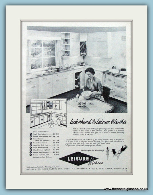 Leisure Kitchens Original Advert 1955 (ref AD4722)