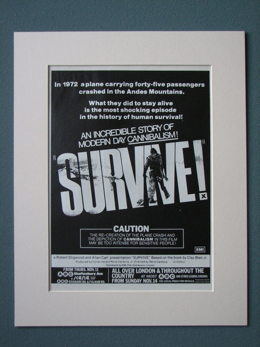 Survive! Original Advert 1976 (ref AD516)