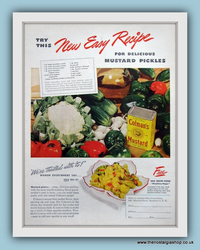 Colman's Mustard Recipe Original Advert 1947 (ref AD8136)