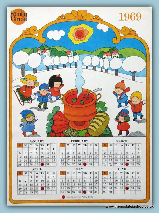 Family Circle Calendar Original Advert 1969 (ref AD4578)