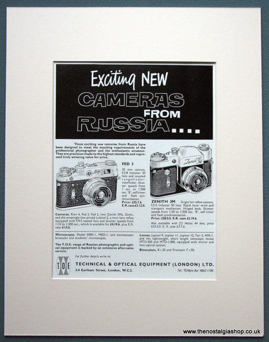 Russian Cameras Zenith & Fed 3 1963 Original Advert (ref AD1036)