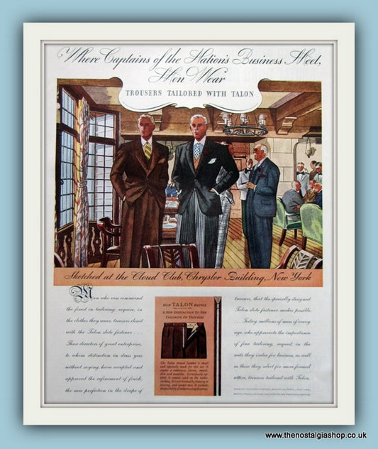 Talon Trouser Fastener. Original Advert 1935 (ref AD8188)