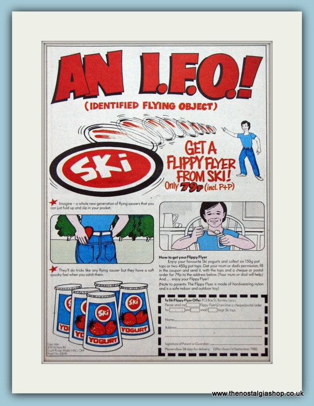 Ski Yogurt Flippy Flyer Offer Original Advert 1980 (ref AD2659)