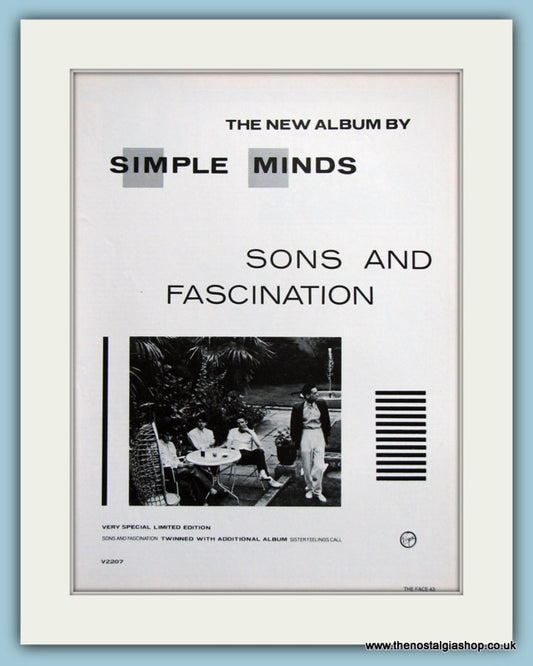 Simple Minds - Sons And Fascination 1981 Original Advert (ref AD2899)