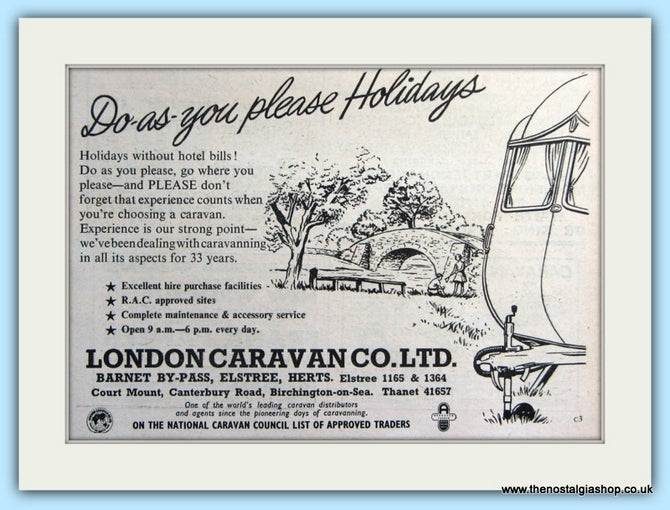 London Caravan Co Ltd Original Advert 1955 (ref AD5074)