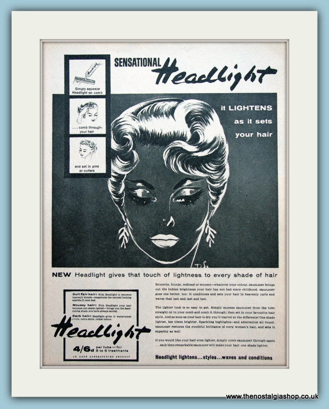 Headlight Hair Lightener Original Advert 1959 (ref AD3625)