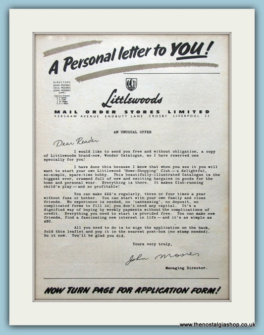 Littlewoods Catalogue Mail order Original Advert 1955 (ref AD4556)