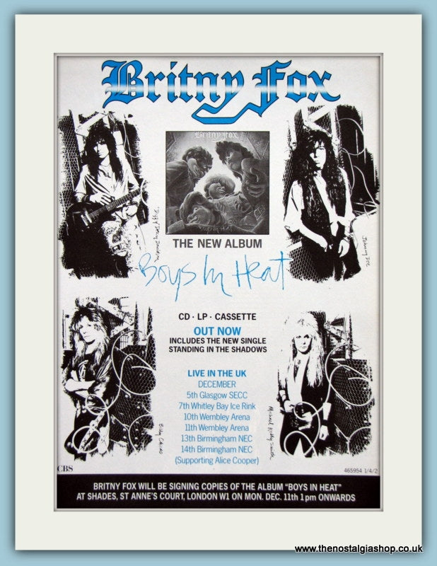 Britny Fox Boys In Heat 1989 Original Advert (ref AD3293)