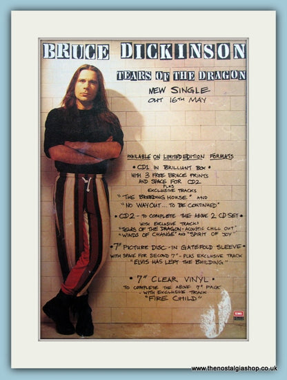 Bruce Dickinson Tears Of The Dragon & Portrait Set Of 2 Original Music Adverts 1994 (ref AD3457)