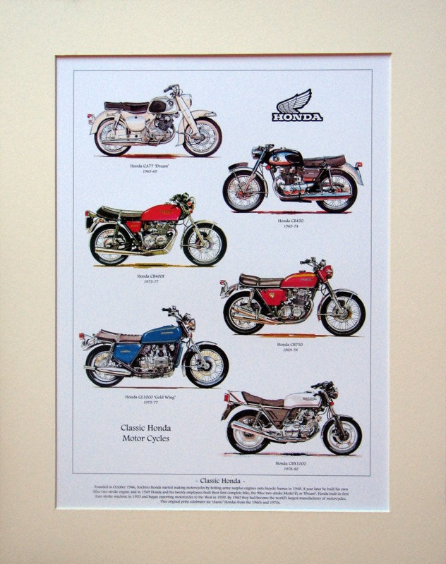 Honda Motorcycles  Mounted print
