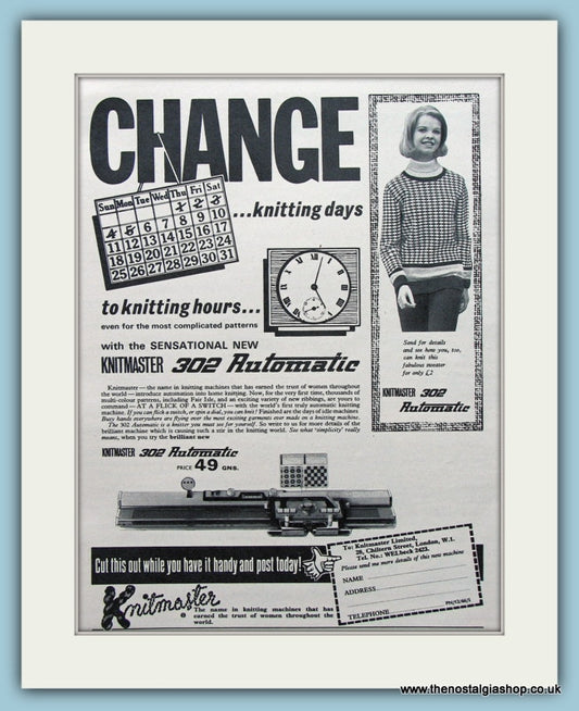 Knitmaster 302 Automatic. Original Advert 1965 (ref AD3681)