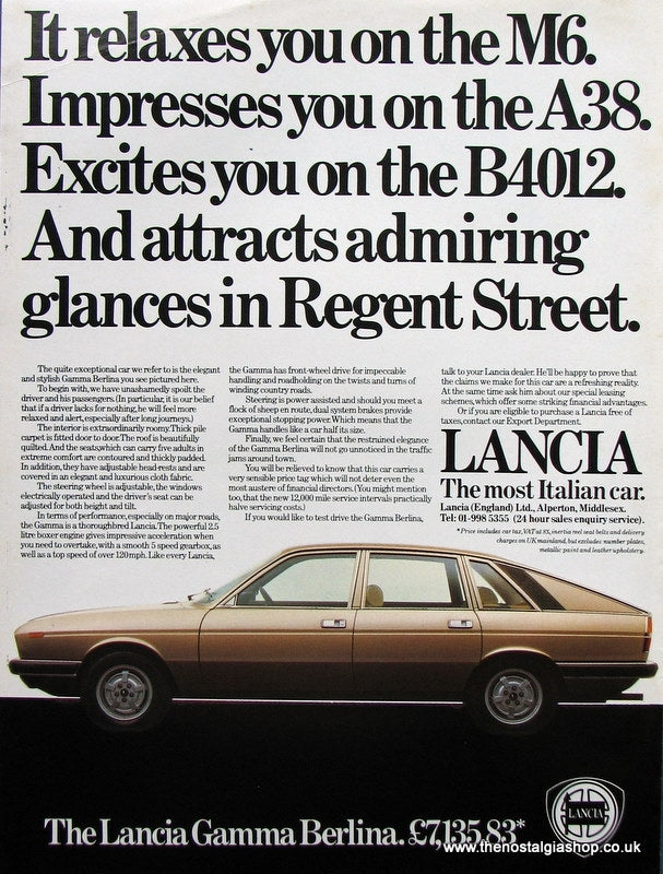 Lancia Gamma Berlina 1979 Original Advert (ref AD 1674)
