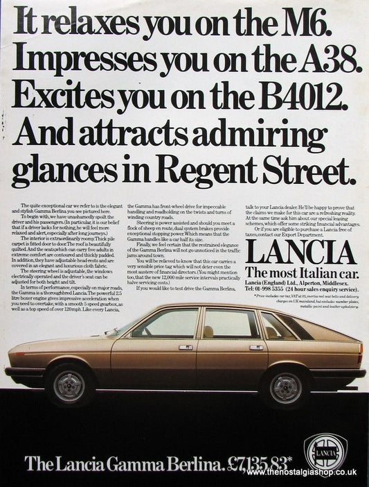 Lancia Gamma Berlina 1979 Original Advert (ref AD 1674)