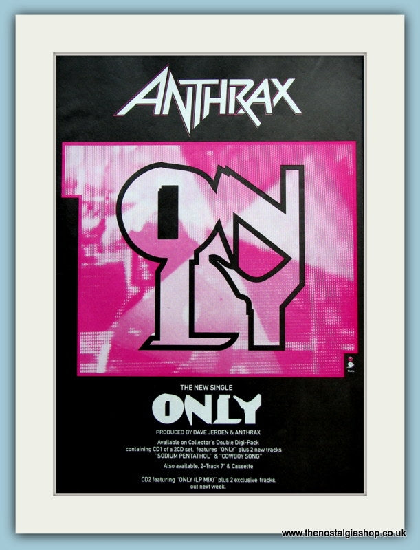 Anthrax New Single Only 1993 Original Advert (ref AD3043)