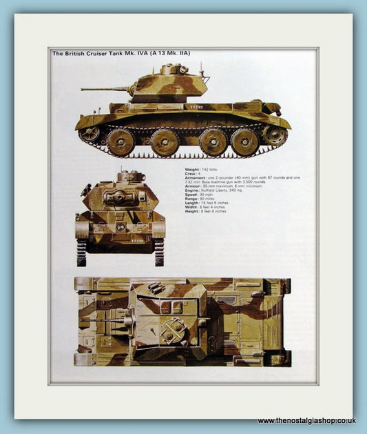 British Cruiser Tank Mk IVA (A 13 Mk IIA) Print (ref PR482)