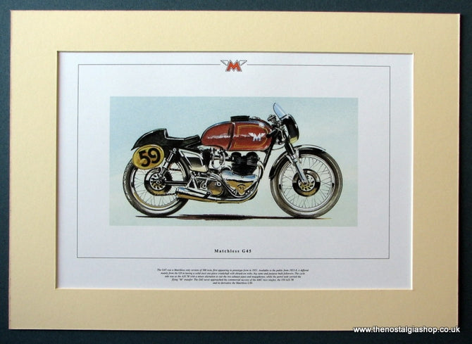 Matchless G45 Mounted Motorcycle Print (ref PR3030)