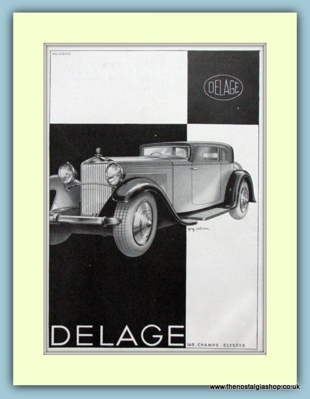 Delage French Car Original Advert 1931 (ref AD9194