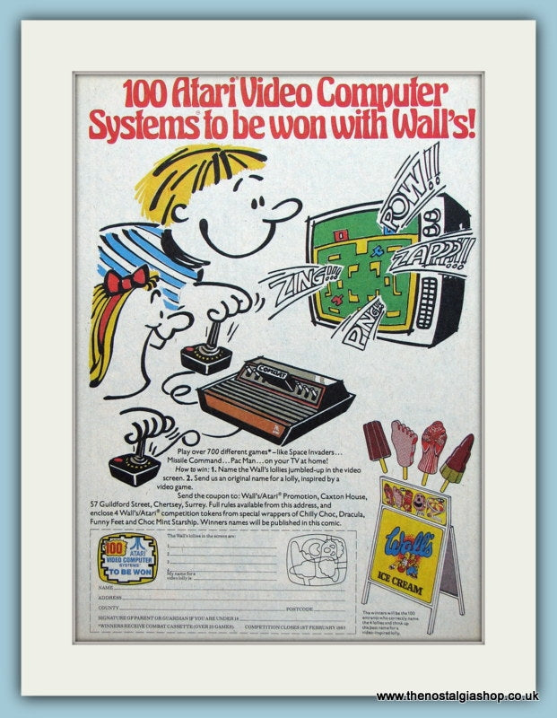 Atari Video Computer Competition From Walls Ice Cream Original Advert 1982 (ref AD6424)