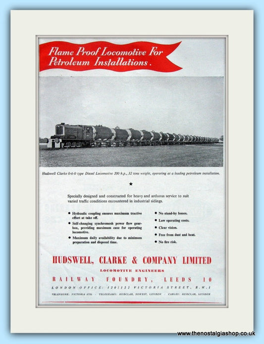 Hudswell, Clarke & Company Locomotive Engineers Original Advert 1951 (ref AD6485)