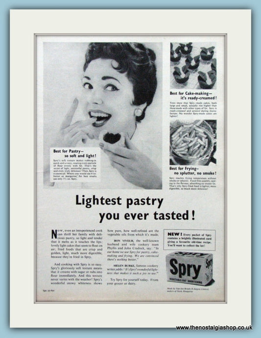 Spry Vegetable Fat. Original Advert 1955 (ref AD4301)