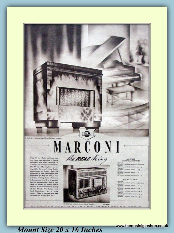 Marconi Radiogram Original Advert 1937 (ref AD9204) – The Nostalgia Shop