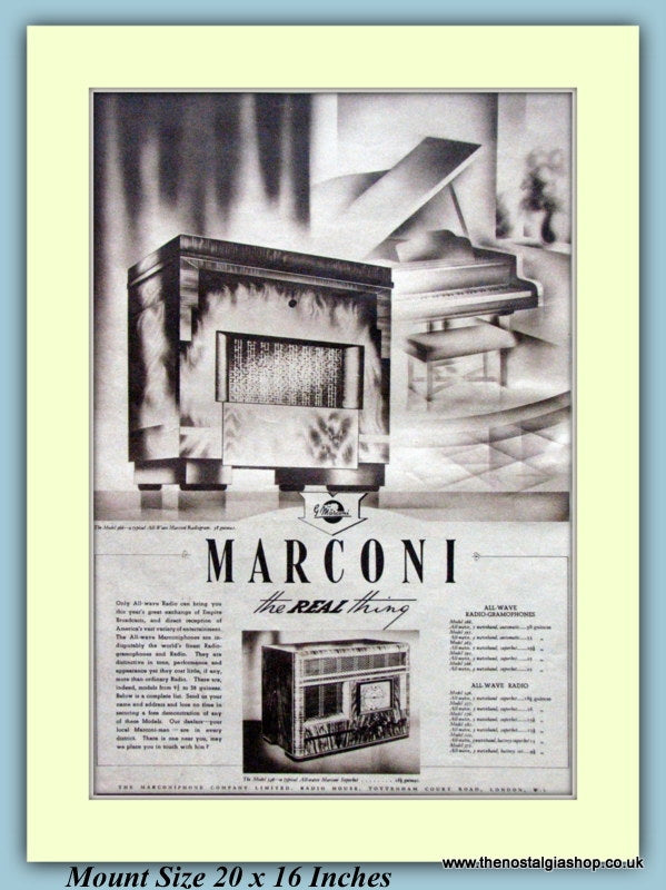Marconi Radiogram Original Advert 1937 (ref AD9204)