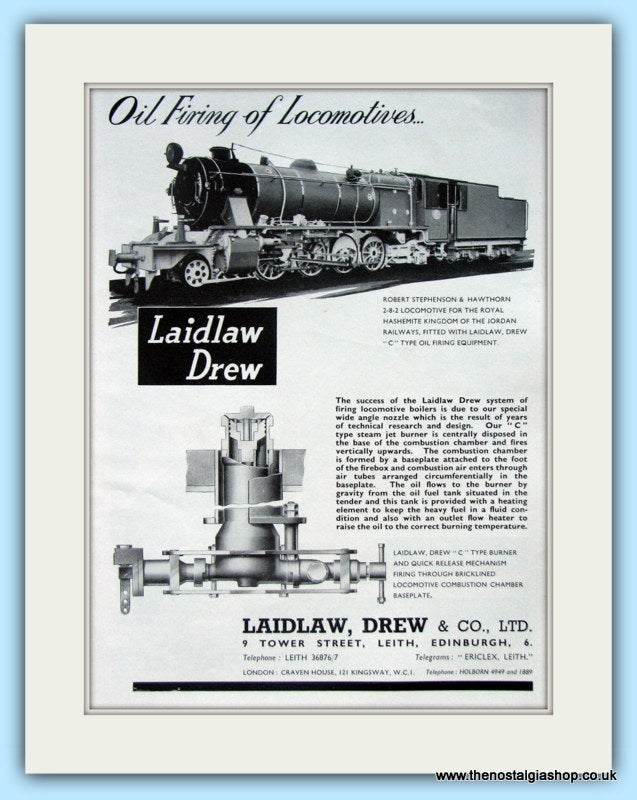 Laidlaw Drew Oil Firing Locomotives Original Advert 1955 (ref AD6511)
